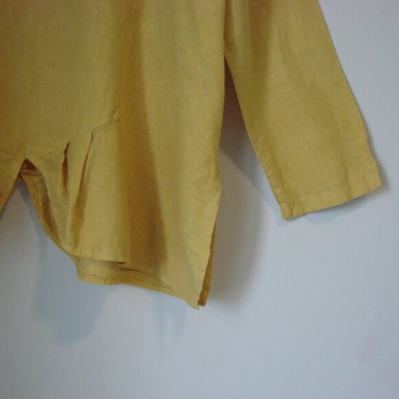 Vivian Shyu Linen Tunic Top Made in Italy Lagenlook Mustard Yellow XL XXL 1X 2X - Picture 6 of 12